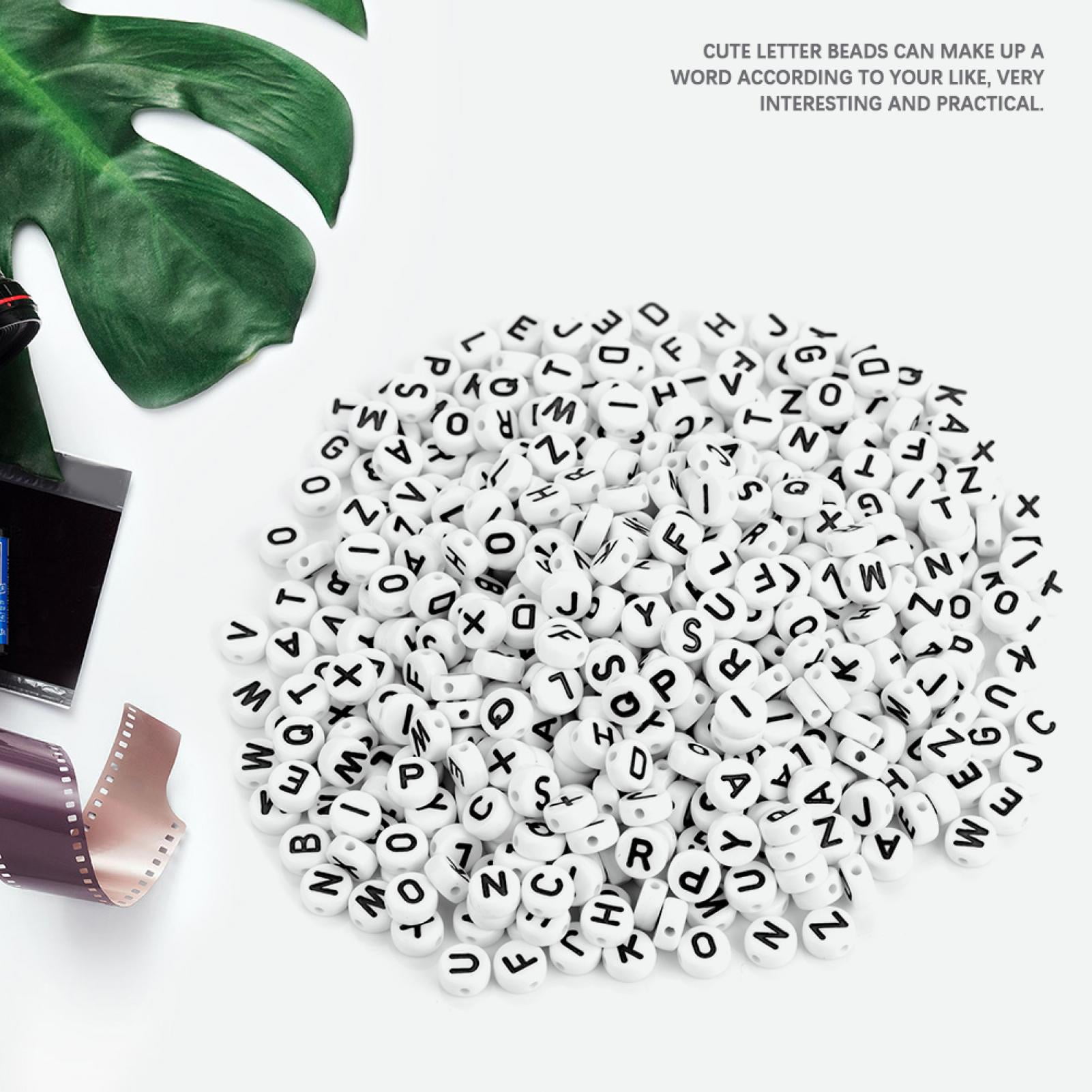 500Pcs 7 Couleurs Acrylique Lettres A-Z Perles Rondes Alphabet Pour DIY