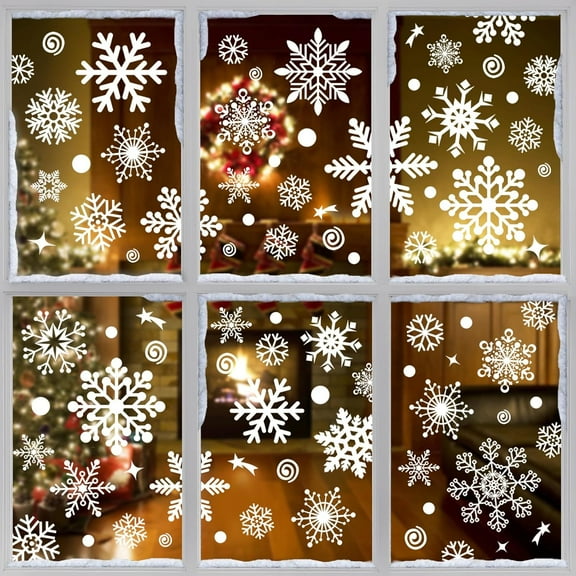 Snowflake Window Clings, Christmas Window Clings 9 Sheets Window Sticker Decor Snowflakes Window Pictures for Doors, Shop Windows, Glass Fronts, Christmas Decoration Reusable (Snowflake)