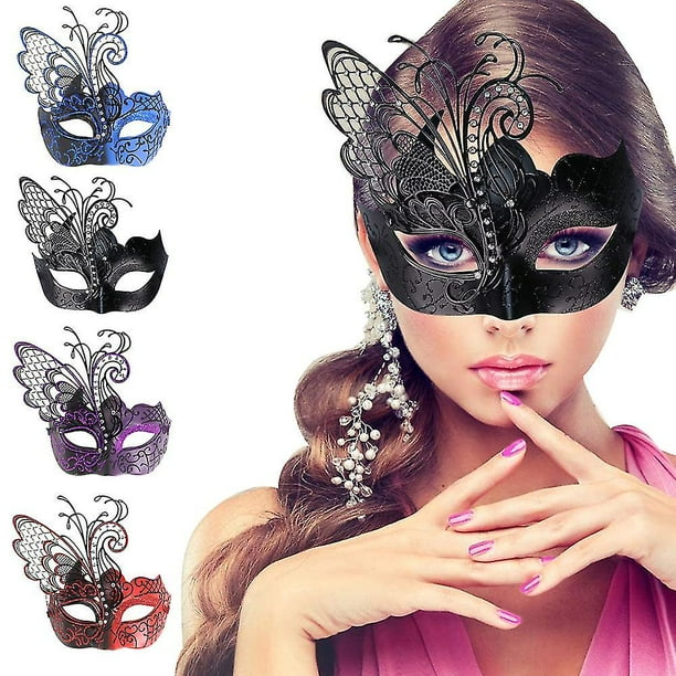 Máscara de Cosplay de Pascua y Carnaval de Halloween, disfraz de fiesta, tocado, máscara de mascarada de mariposa de hierro y Metal