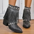 thumbnail image 5 of SACFOF Women's Fringe Cowboy Boots with Studded Chunky Heels Mid Calf Western Cowgirl Boots Perfect for Country Music Festivals, 5 of 7