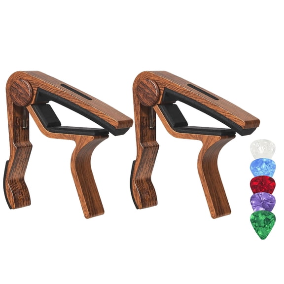 Guitar Capo Adjustable Guitar Capo Tuning Tone Clip with 5 Guitar Plectrums for Acoustic Electric Guitar Bass Ukulele