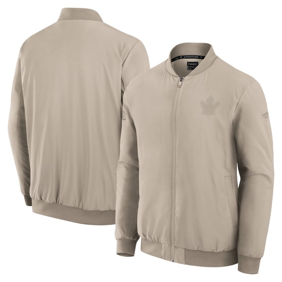 Men's Fanatics Tan Toronto Maple Leafs Authentic Pro Road Lightweight Full-Zip Bomber Jacket