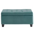 thumbnail image 1 of Ottomane de rangement en velours, moderne, sarcelle, 1 of 7