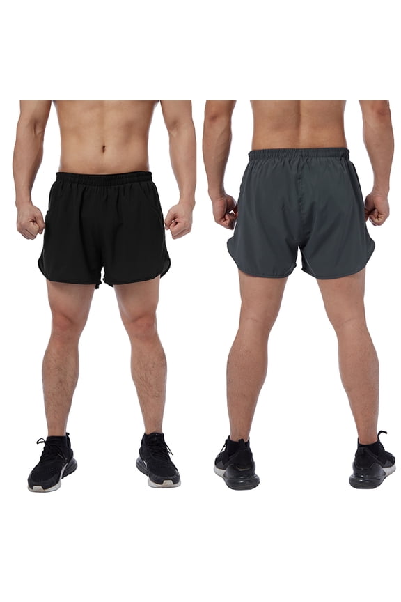 Men's Running Shorts Gym Athletic Workout Shorts with Elastic Built-in Drawstring, Gray