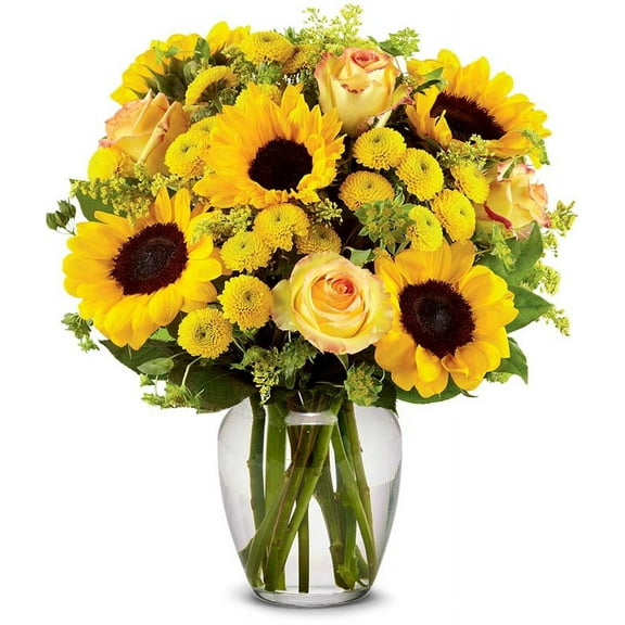 From You Flowers - Brilliant Sunflower & Rose Bouquet - Deluxe for Birthday, Anniversary, Get Well, Congratulations, Thank You, All Occasions