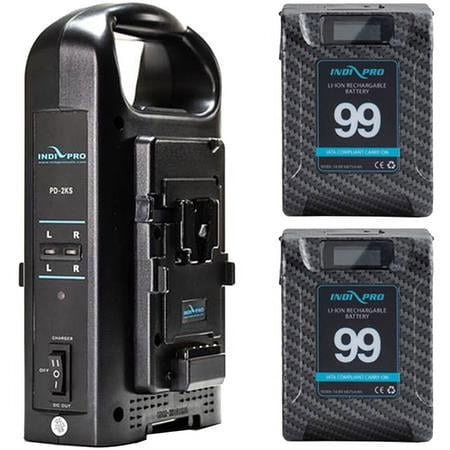 UPC: 0729105922351 | 2x Micro Alpha Series 99Wh V-Mount Lithium-Ion Batteries and Dual V-Mount Battery Charger Kit  Carbon Fiber