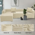 thumbnail image 3 of Eurhowing Sofa Covers for L-Shaped Couch, 3+4-Seater Sectional Sofa Slipcovers with 2 Pillowcase, Stretchable Jacquard Anti-Slip Furniture Protector for Living Room & Pet Friendly, Off-White, 3 of 9