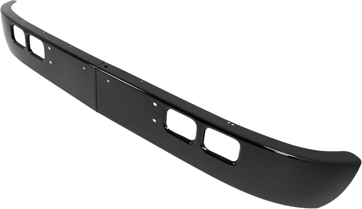 Kojem Front Bumper for 1989-2003 International 4600, 4700, 4800, 4900, 8100 W/Tow, Fog Light Cutouts, Slight Angle Back Steel Powder Coated Black