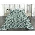 thumbnail image 2 of Ambesonne Bird Print Quilted Bedspread Set 3 Pcs, Goldfinch Floral Spring, Twin, Hunter Green and Pale Grey, 2 of 4