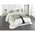 thumbnail image 2 of Ambesonne Tree of Life Quilted Coverlet 3 Pcs, Nature Living Leaves, King Size, Black White Green, 2 of 4