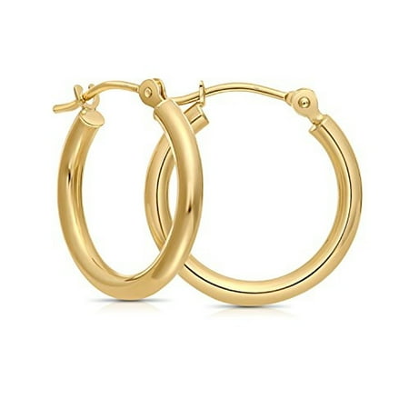 14k Gold Polished Hoop Earrings .5&quot;