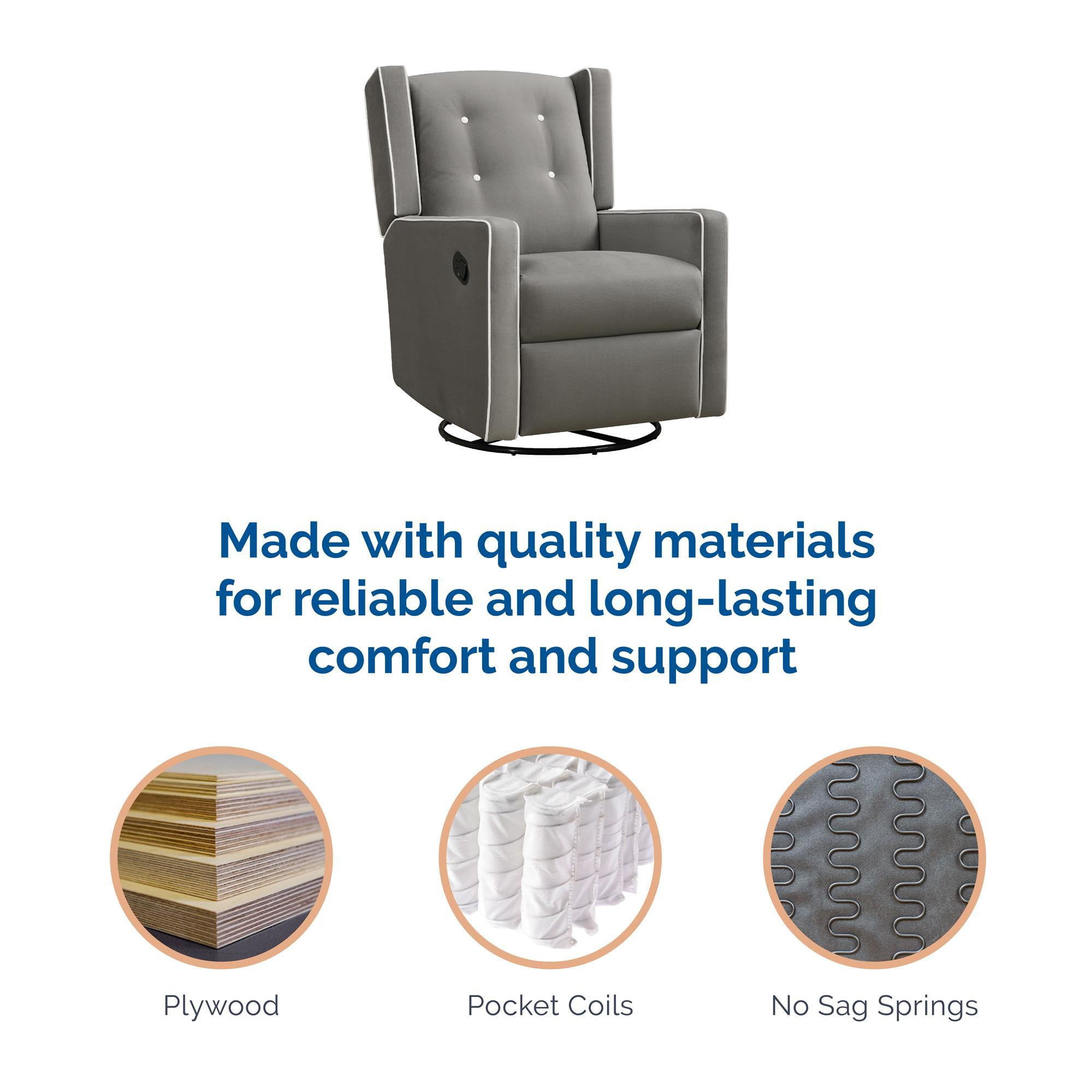 Baby Relax Mikayla 4-in-1 Nursery Swivel Glider Rocker Recliner