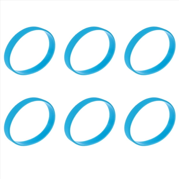 6X Brazalete de Puno Munequera Pulsera de Elasticidad de Moda de Goma de Silicona Azul