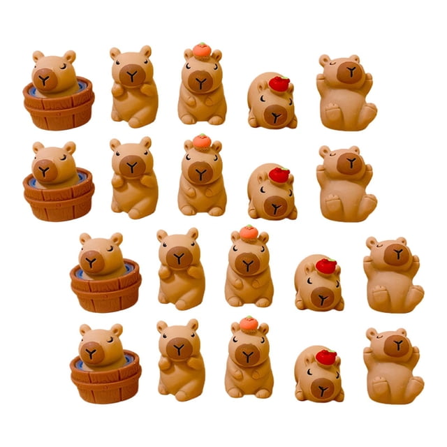 Tnarru 20 Pcs Statue de Capybara Figurine en Résine Artisanat Réaliste Ornement en Résine Sculpture Animale pour Cheminée Bureau Chambre