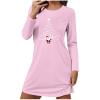 thumbnail image 2 of Stamzod Christmas Night Gowns for Adult Women Fall Winter Long Sleeve Casual Sleep Dress Xmas Holiday Women's Sleepwear Pink L, 2 of 7