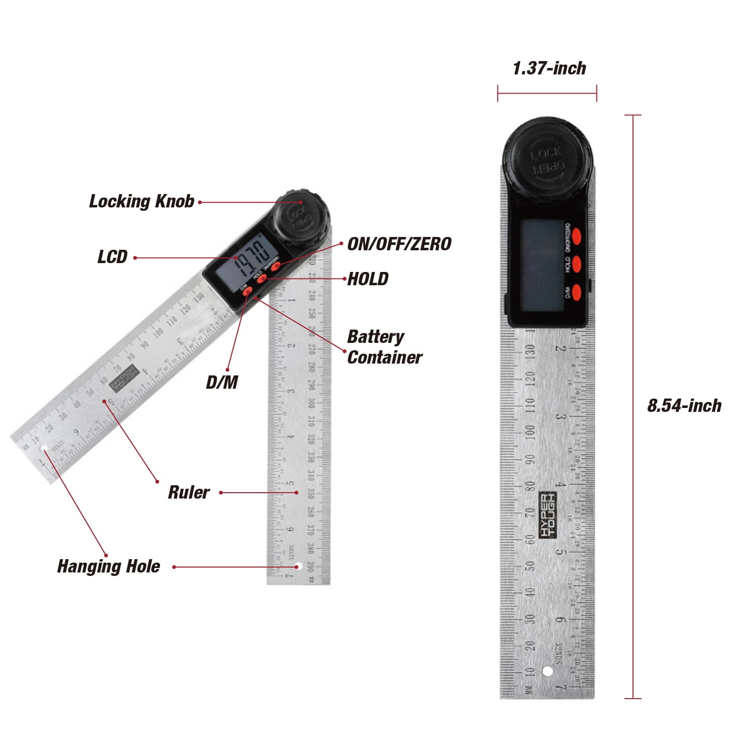 Hyper Tough 7-inch Digital Angle Finder, Model 44020