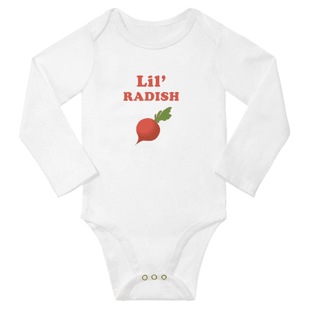 

Cute Baby Long Rompers Lil Radish Vegetable Funny Baby Long Jumpsuit (White 18-24 Months)