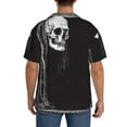 thumbnail image 3 of Honeii Gothic Skull Drape for Men's Short-Sleeved Button-Up Collared Shirt Featuring A Pocket, Perfect for Beach Vacations, And Travel Adventures.-Small, 3 of 5
