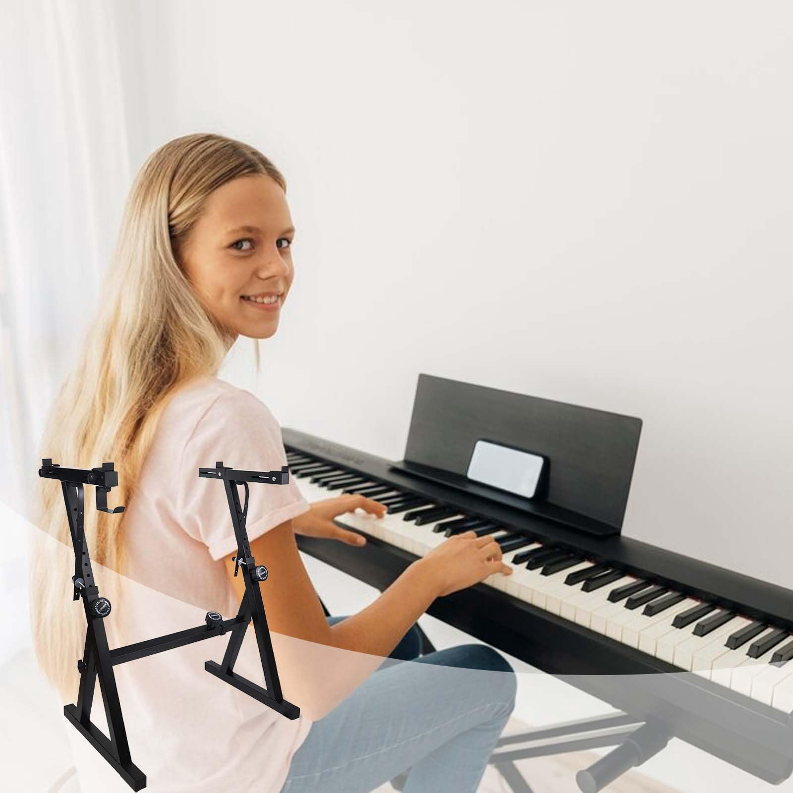 Luku Heavy Duty Piano Keyboard Stand with Wheels & Pads, Adjustable Portable Music Stand for 54/61/88 Key Keyboards
