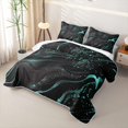 thumbnail image 3 of Erosebridal Cyan Abstract Wave Twin Quilt Set for Women Men, Marble Ombre Dot Print Twin Coverlet Set, 2pcs, 3 of 7
