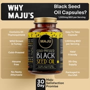 Maju Superfoods Black Seed Oil Softgels, 3X Thymoquinone, 60 Count