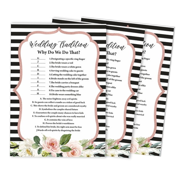 Inkdotpot 50-PackStripedWhy Do We Do That Bridal Wedding ShowerGameBachelorette Party ActivityGameCards