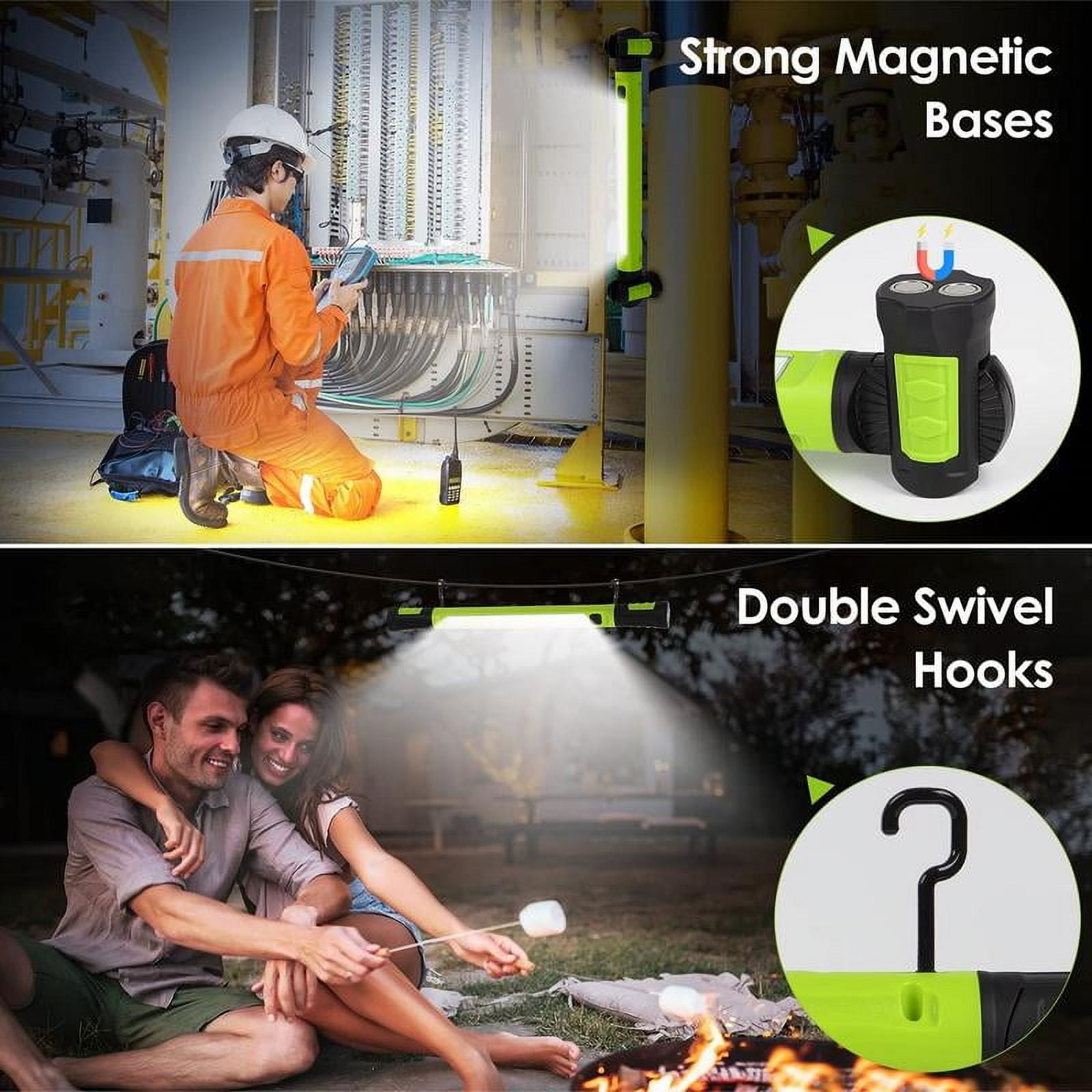 3000LM Worklight Flashlight, 5200mAh Rechargeable Underhood Lighting with Magnetic Base & Hanging Hooks, Handy Light for Car Repair/Garage/Job site/Power Outage/Emergency, Waterproof Durable Ledlight
