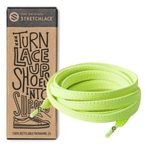 THE ORIGINAL STRETCHLACE Flat Dress Shoe Laces | Elastic Laces to Turn Dress Shoes Into Slip-Ons (Neon Green, 55" Inches)