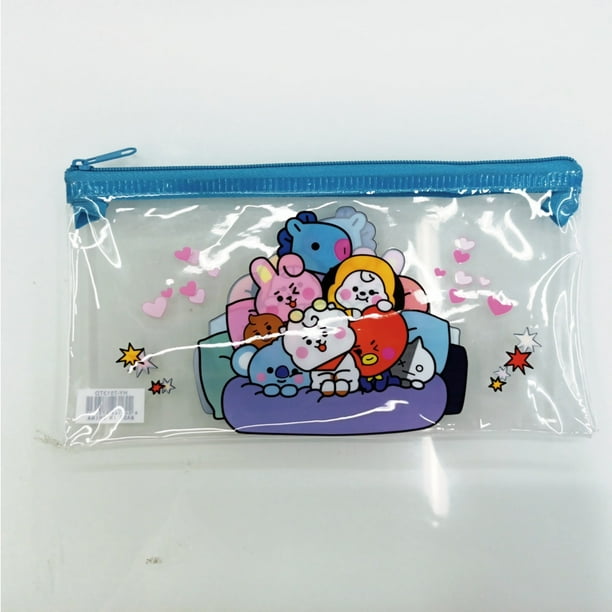 BTS Estuche De Dibujos Animados De pvc Bolsa De Almacenamiento De Estudiante Papelería