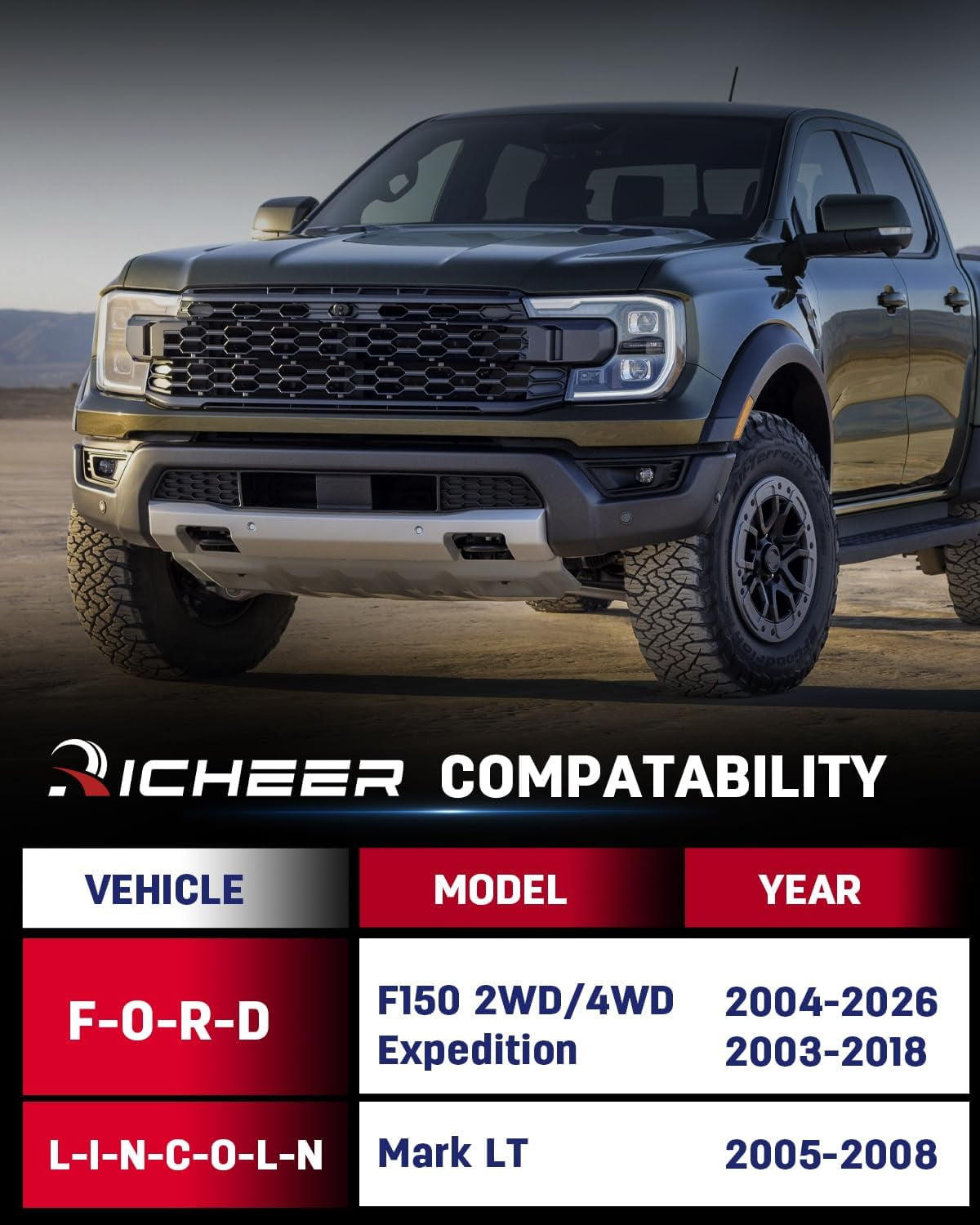 Richeer 1.5 inch Leveling Lift Kit Compatible with 2004-2026 F150 2WD 4WD, Leveling Lift Kit Fit for 2003-2018 Expedition, Forged Front Strut Spacers Raise the Front of your F150 by 1.5"