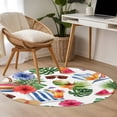 thumbnail image 6 of Tropical Leaves Round Rug 4ft Washable Circle Entryway Rugs Non Slip Summer Coastal Flowers Coconut Watermelon Area Rug Indoor Floor Carpet for Bedroom Kitchen Living Room Home Office Dining Room, 6 of 9