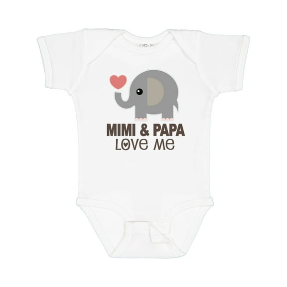 Inktastic Mimi and Papa Love Me Elephant Boys or Girls Baby Bodysuit