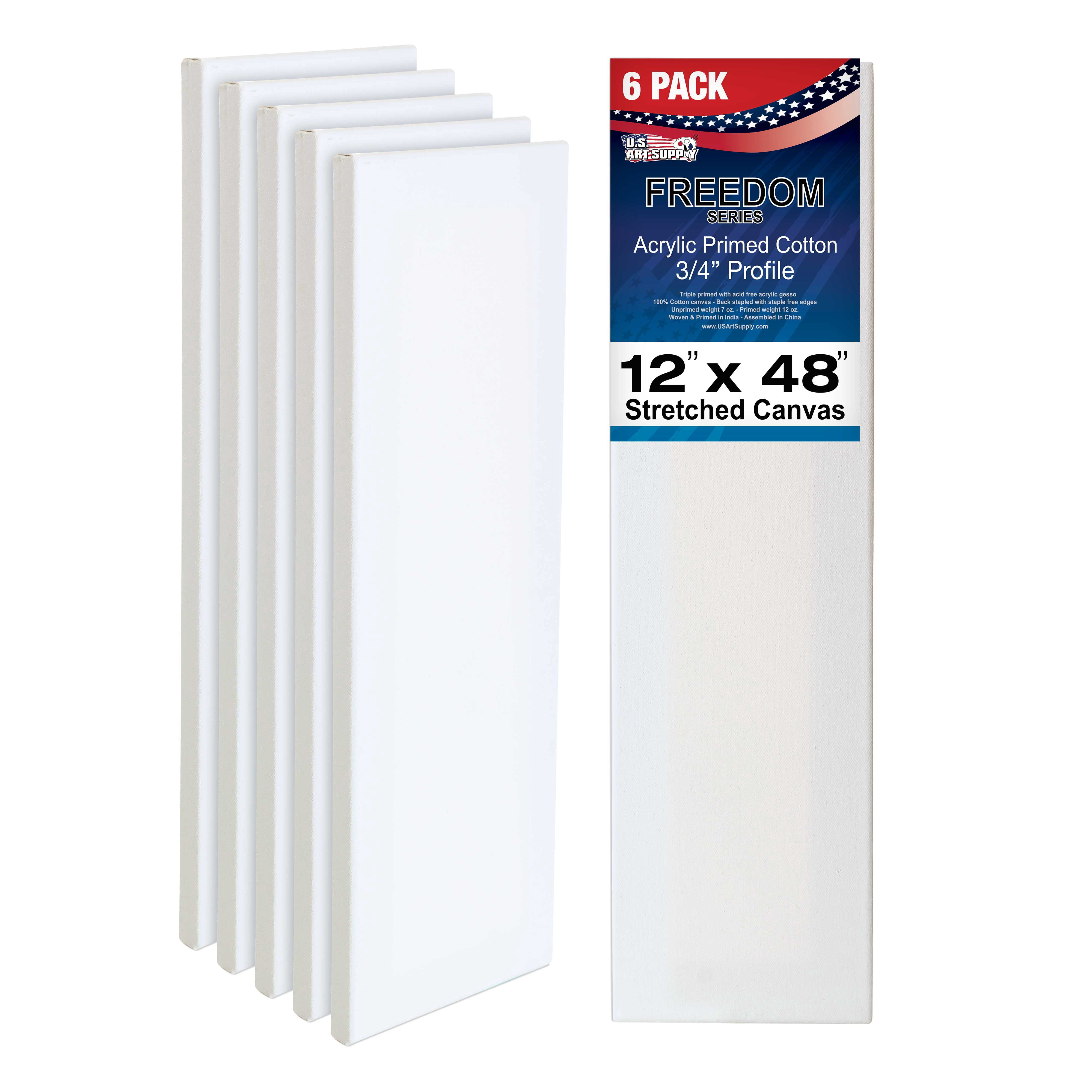 Buy U.S. Art Supply 12 x 48 inch Stretched Canvas 12-Ounce Primed 6 ...