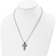 thumbnail image 4 of Chisel Stainless Steel Brushed and Polished Black IP-plated CZ Cross Pendant on a Ball Chain Necklace - 20", 4 of 8