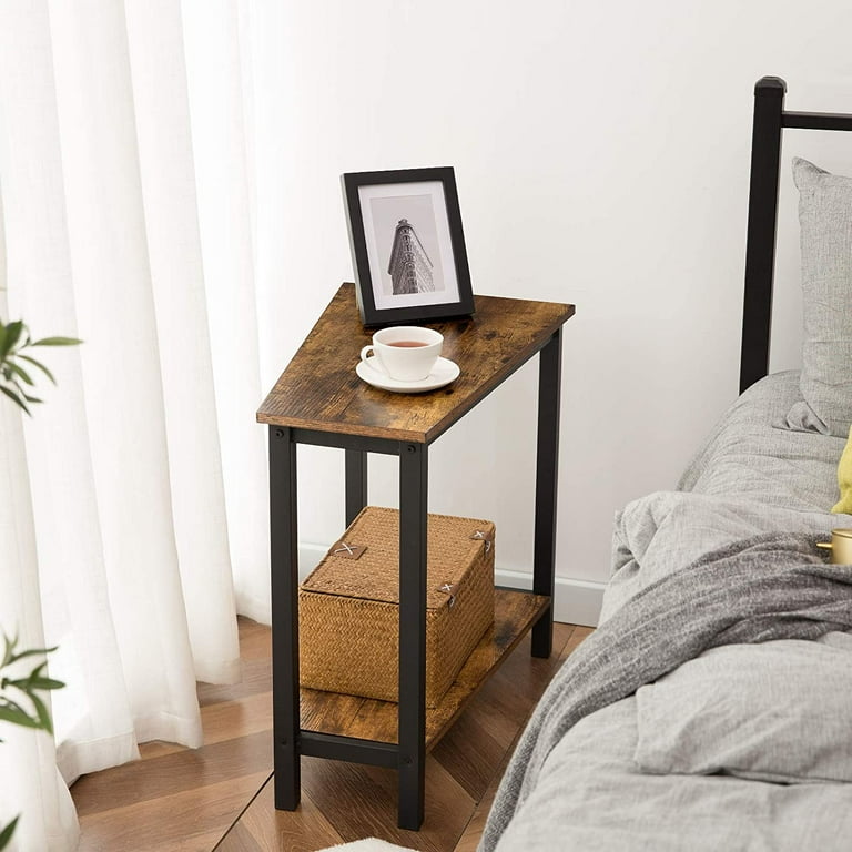Wedge End Table Triangle Accent Table for Small Space Corner Living Room Rustic Brown 17 Stories