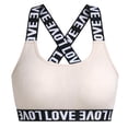 thumbnail image 2 of hoksml Women's Crisscross Back Sports Bra, LOVE Letter Print Light Support Ribbed Workout Bra, 2 of 9