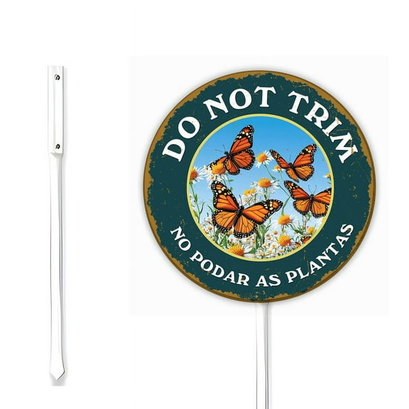 Rustic Do Not Trim No Podar As Plantas - Bilingual Plant Sign in English and Spanish Yard Sign, 9.2 x 9.2 IN Sturdy Aluminum Weatherproof and Fade Resistant(Green)