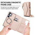 thumbnail image 3 of Dteck Detachable Wallet Case for Samsung Galaxy S24 Ultra,Magnetic Leather Case 2 in 1 Card Slots Pocket Compatible with MagSafe Shockproof Cover with Wrist Strap/Shoulder Strap,Rosegold, 3 of 8