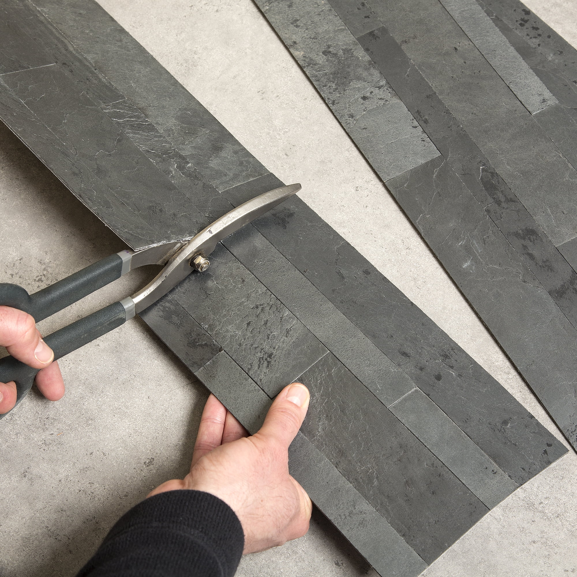 Aspect Peel and Stick Stone Overlay Kitchen Backsplash - Charcoal Slate (Approx. 15 sq ft Kit)