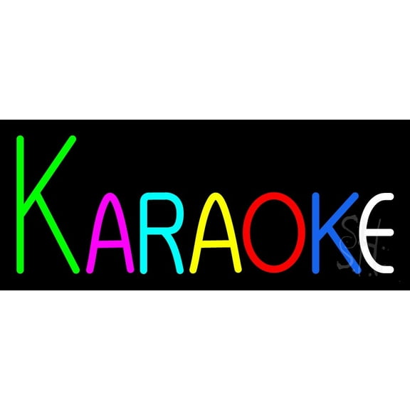 Multicolored Karaoke LED Neon Sign 10" Tall x 24" Wide - inches Black Square Cut Acrylic Backing, with Dimmer - Premium built indoor Sign for Studio, Club, Home décor, Event, Workshop, Storefront.