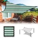 thumbnail image 1 of Red de protección solar Verde oscuro Rayas blancas 200x200cm Patio exterior Aparcamiento Malla de aislamiento térmico 90% Bloque UV Duradero HDPE Ojales reforzados tejidos de 6 hilos Multiusos, 1 of 7