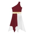 thumbnail image 3 of TiaoBug Womens Liturgical Modern Dance Performance Outfits One Shoulder Sleeveless Dress and Pants Set Burgundy L, 3 of 7