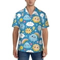 thumbnail image 7 of Men's Casual Short Sleeve Button Down Hawaiian Shirts,Cute Clouds Sun Stars Shirts Regular Fit Beach Summer Shirts with Front Pocket,3XL, 7 of 7