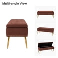 thumbnail image 5 of Tina's Home 45" Velvet Upholstered Storage Bench with Gold Metal Legs for Bedroom, Entryway, Living Room, Burn-Brick, 5 of 9