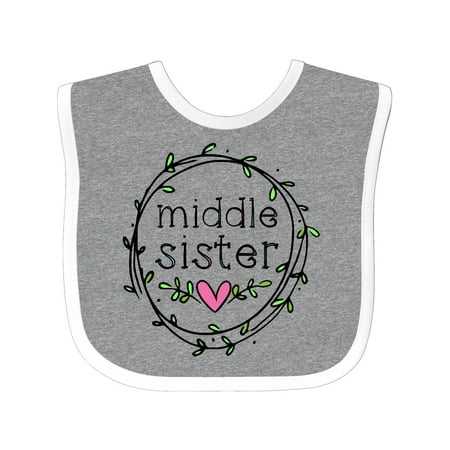 

Inktastic Middle Sister Leaves Circle Heart Gift Baby Girl Bib