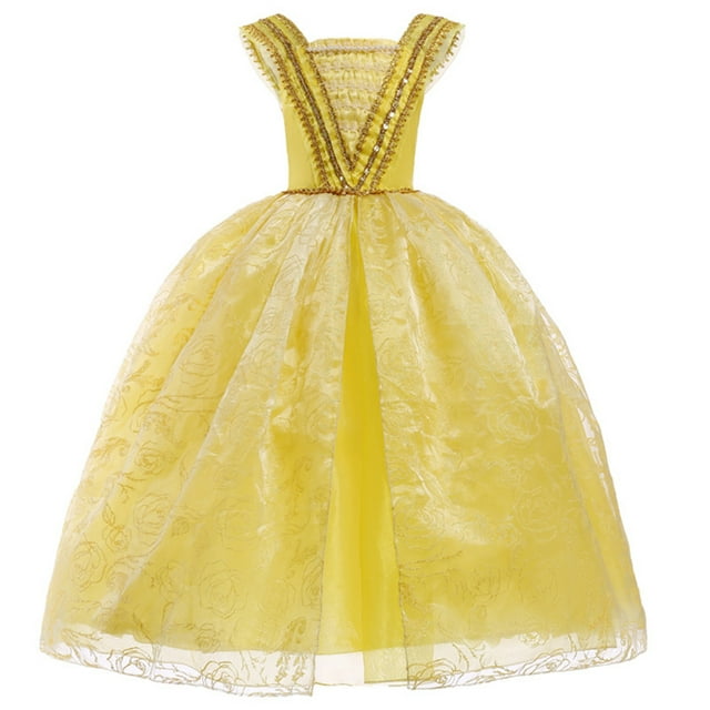 Robe Princess Belle Robe Bouffante à Étages Fête de Noël Déguisement Fantaisie pour Petite Fille
