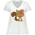 thumbnail image 3 of Inktastic Cute Squirrel, Squirrel With Flowers, Fluffy Tail Women's Plus Size V-Neck T-Shirt, 3 of 5