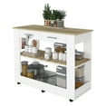 thumbnail image 4 of Nmkwnr 2 Drawers Kitchen Cart with 2 Shelves and Wheels, Wood Top Kitchen Island for Dining Room, Bar, White+Brown, 4 of 9