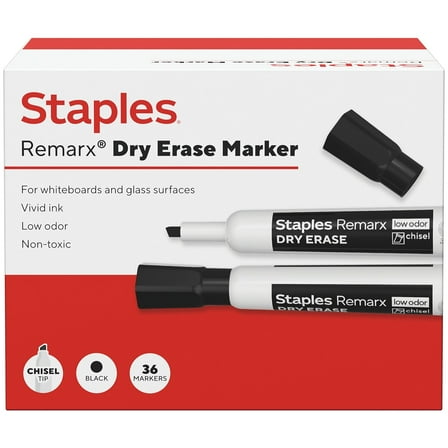 Staples Remarx Dry Erase Marker Chisel Tip Black 36/Pack (ST62937)