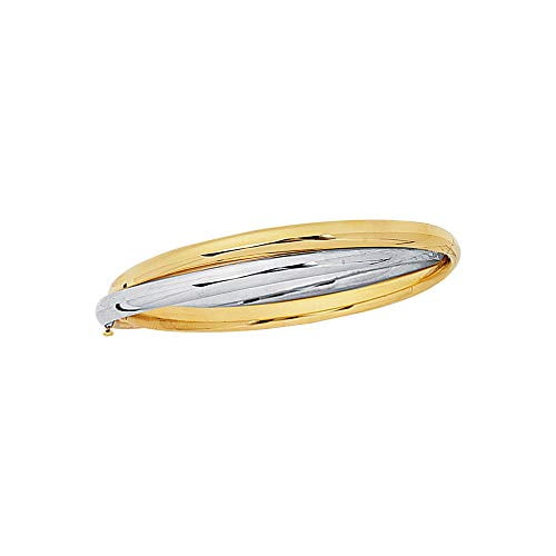 JewelStop 14K 2-Tone Gold Shiny Love Knot Bangle with Clasp, 7 Inches, 10.3Gr.